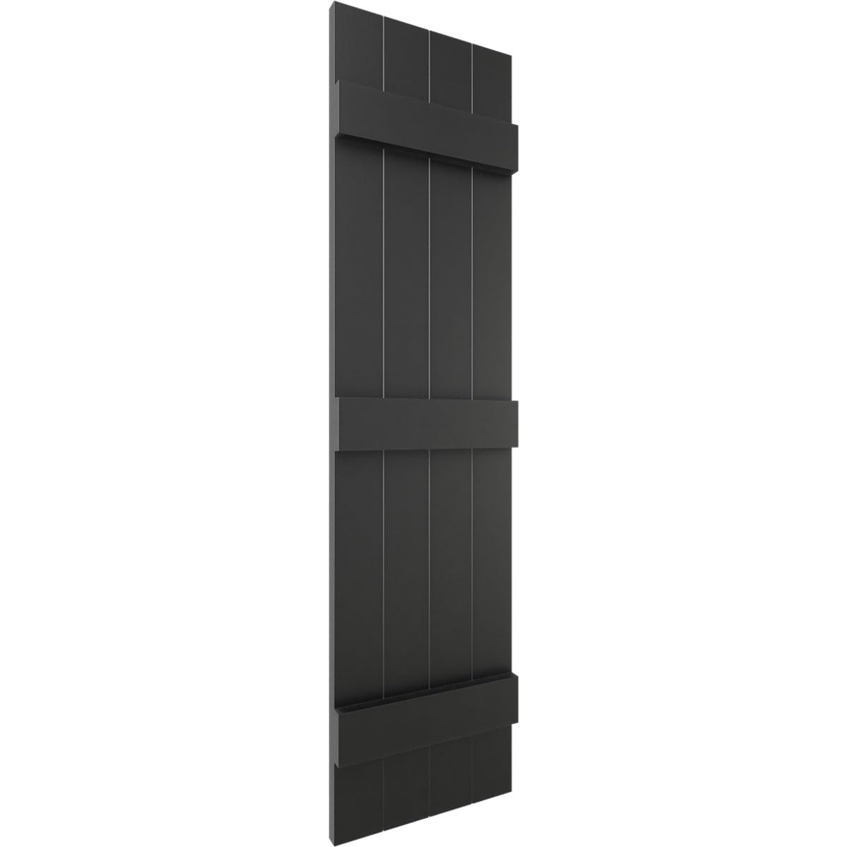 Ekena Millwork Lifetime Vinyl LJ4S14X05900BL Standard Four Board Joined, Board-n-Batten Vinyl Shutters, w/Installation Shutter-Lok's & Matching Screws (Per Pair), 14"W x 59"H, Black