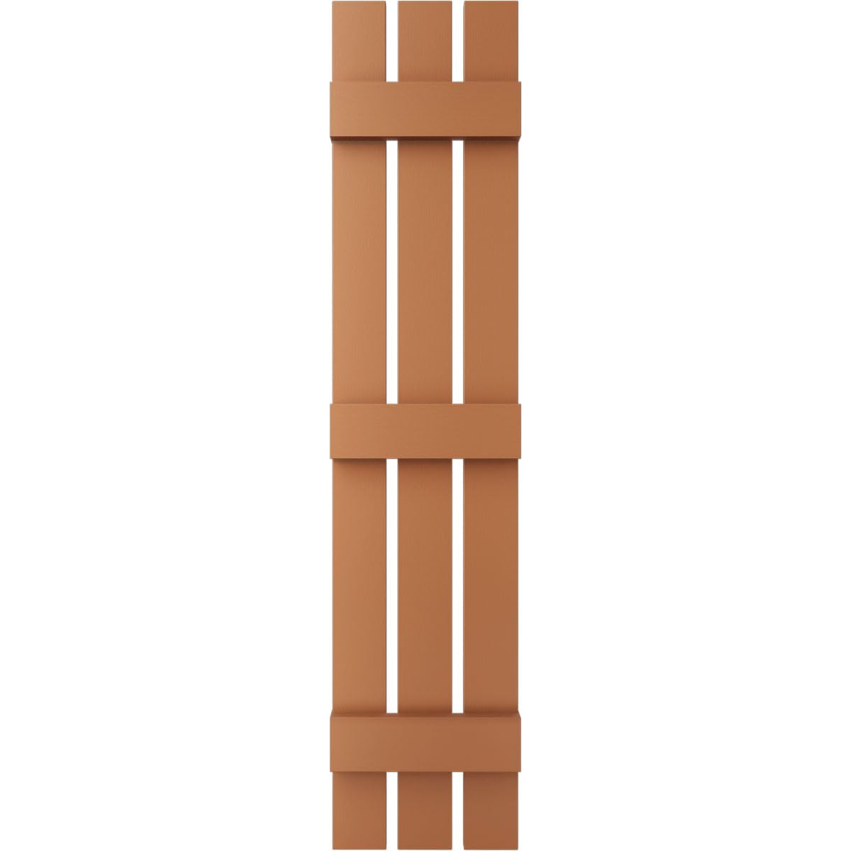 12"W x 55"H Lifetime Vinyl, Standard Three Board Spaced, Board-n-Batten Shutters, w/Installation Shutter-Lok's & Matching Screws (Per Pair), Treated Cedar