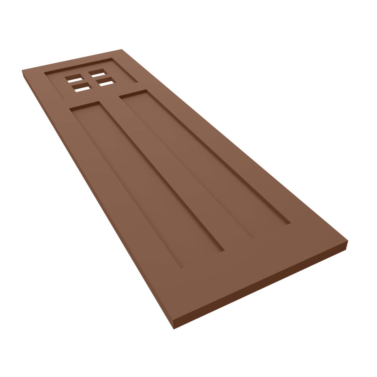 12"W x 39"H True Fit PVC San Antonio Mission Style Fixed Mount Shutters, Burnt Toffee (Per Pair - Hardware Not Included)