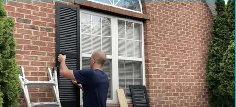 Polaris Homeside Open Louver Vinyl Shutters (1 Pair) 14-1/2in. x 59in. - 050 Black