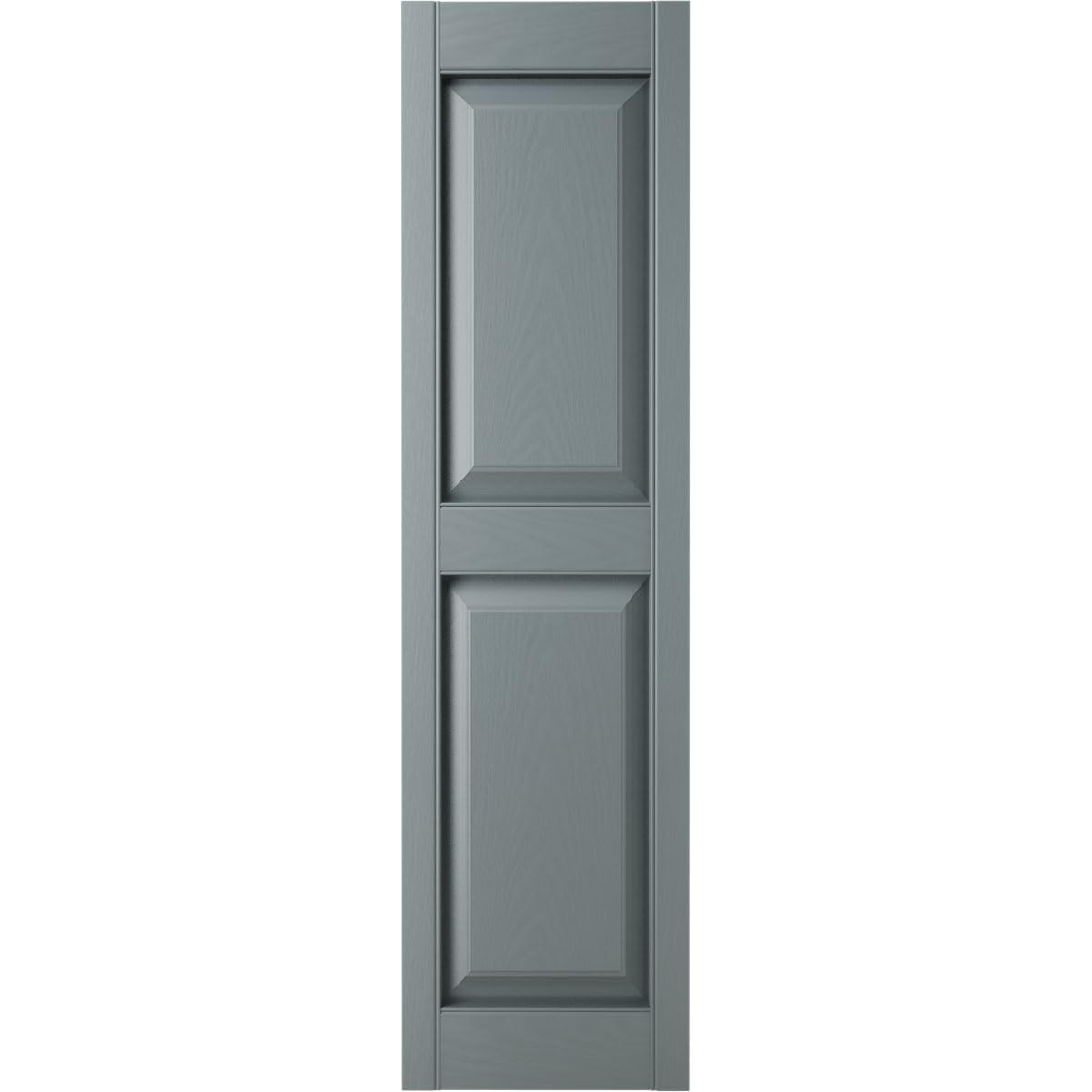 14 3/4"W x 55"H Lifetime Vinyl, Standard Two Equal Panels, Raised Panel Shutters, w/Installation Shutter-Lok's & Matching Screws (Per Pair), Storm Cloud