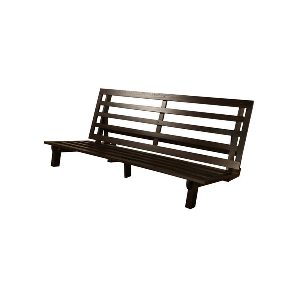 Kodiak Furniture Carson 75" Traditional Full-Size Wood Futon Frame, Solid Pine Construction, Assembly Required, in Java Brown Finish