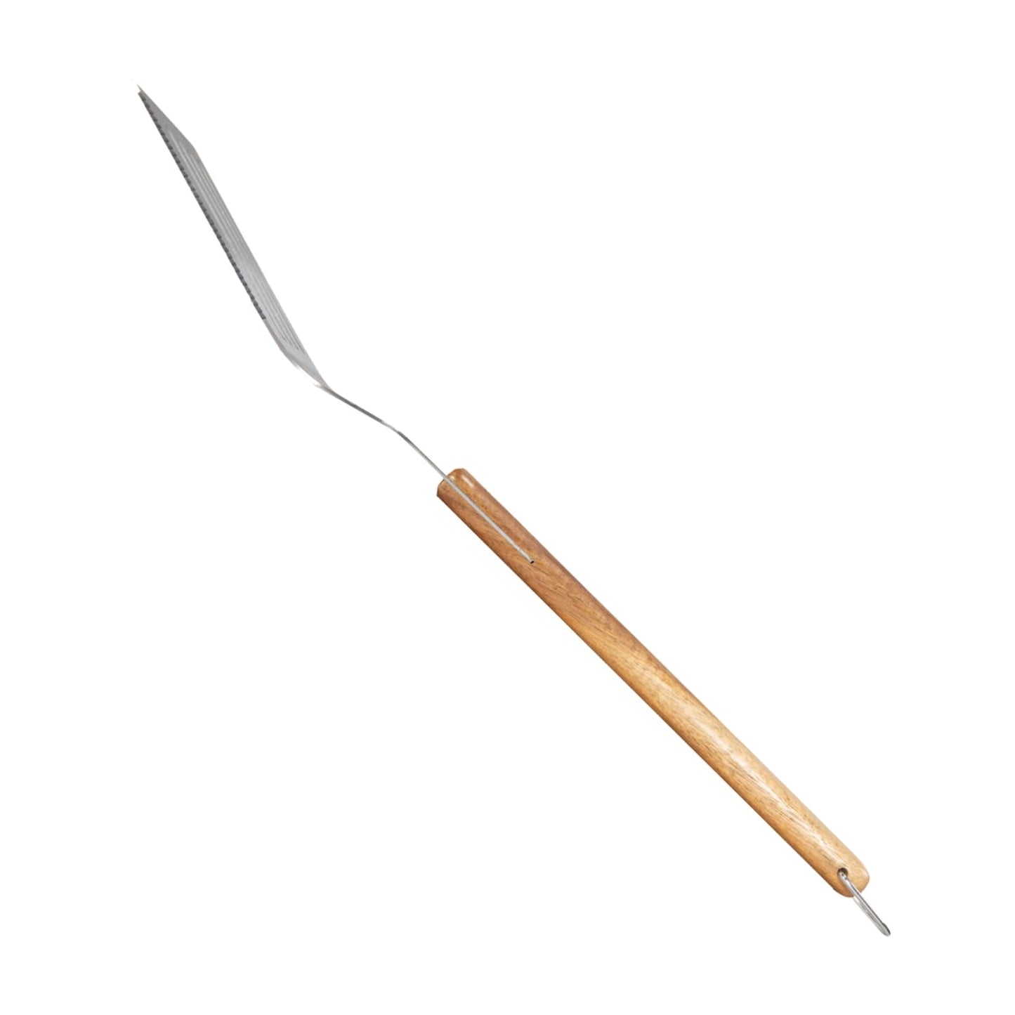 BBQ-AID Pro BBQ Metal Spatula - 17" Barbecue Spatula Stainless Steel with Serrated Knife Edge - Acacia Wood Handle - Heavy Duty Built to Last