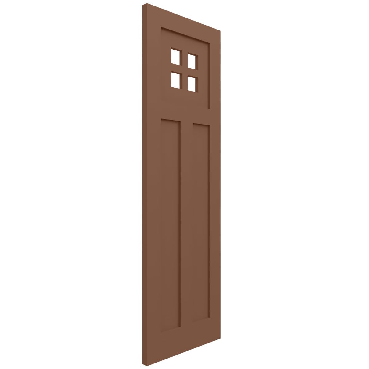 12"W x 39"H True Fit PVC San Antonio Mission Style Fixed Mount Shutters, Burnt Toffee (Per Pair - Hardware Not Included)