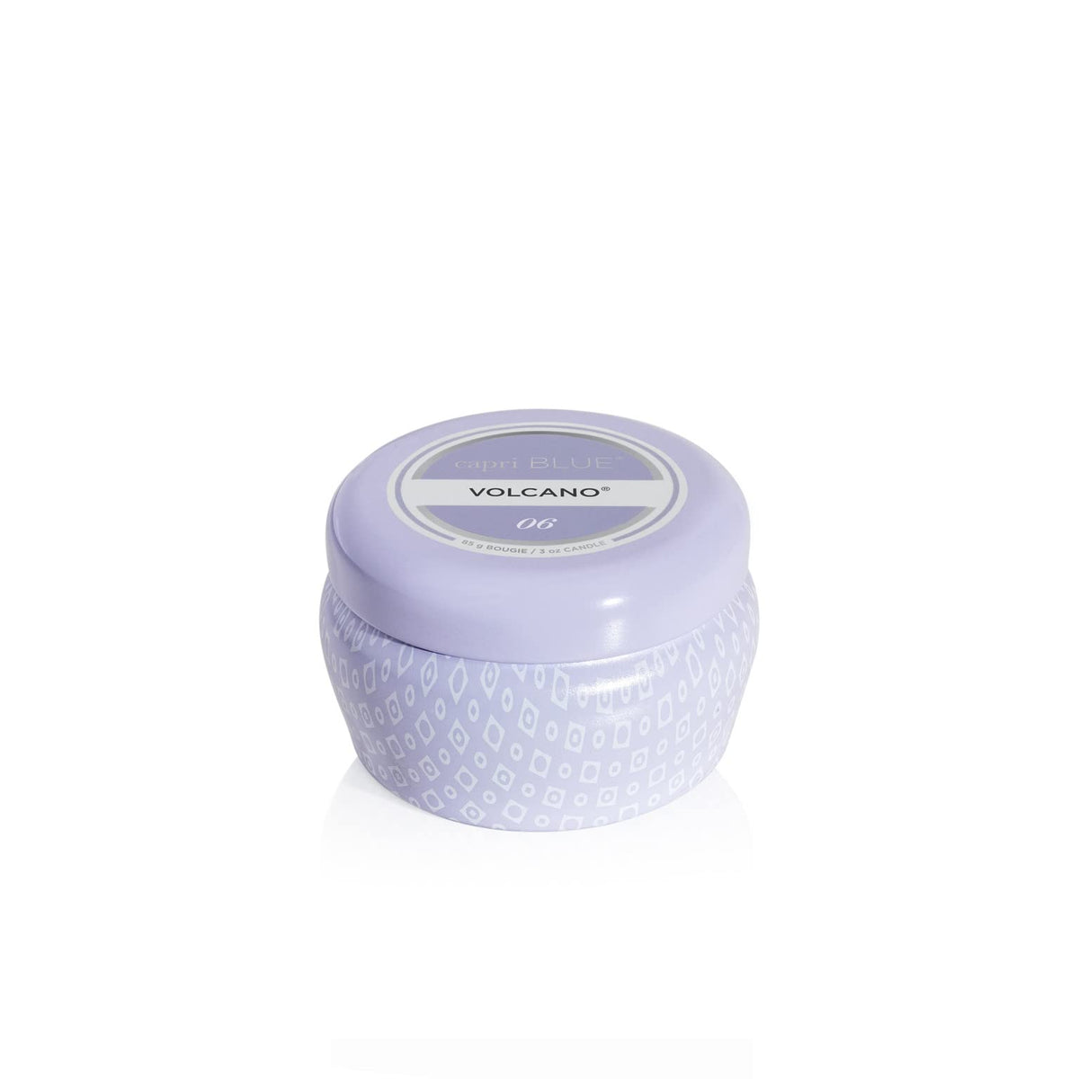 Capri Blue Volcano Scented Mini Tin Jar Candle - Printed Mini Tin Candles for Home Scented with Tropical Fruit & Sugared Citrus - Long Lasting Soy Wax Blend - Lavender Colored (3 oz)
