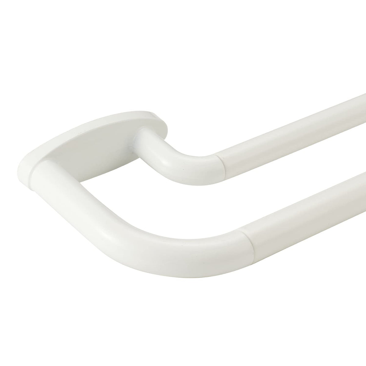 Double Curtain Rods White,Room Darkening Drapery Rod for 28-48 Inches,Adjustable 3/4 Inches Front and 5/8 Inches Back Quality Metal Rod for Window,Wrap Around Design