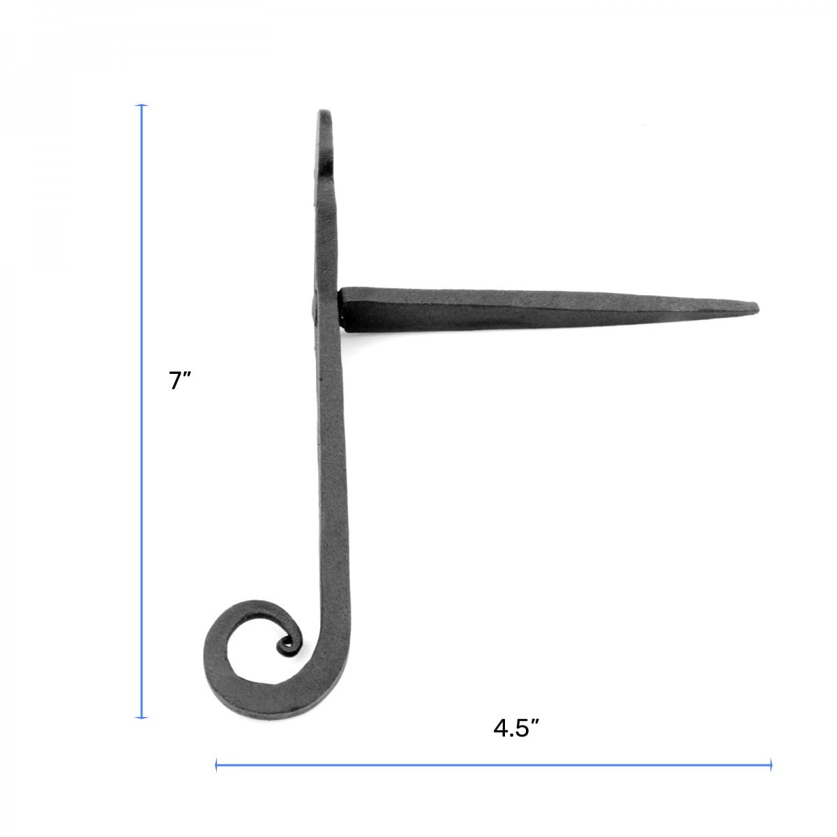 Renovators Supply Manufacturing Shutter Dogs 7 In. Rat Tail Shaped Black Wrought Iron Shutter Dogs With Mounting Hardware
