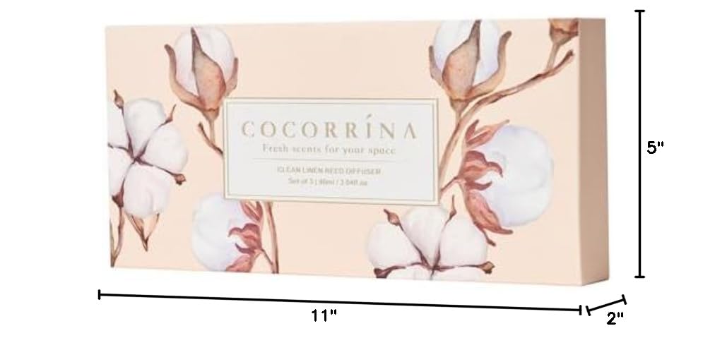 COCORRÍNA Reed Diffuser Set of 3-3 Pack/ 3.04 Fl.oz Diffuser with 24 Sticks Cashmere Vanilla/Sandalwood Rose/Clean Linen Reed Diffuser for Home Bathroom Office Decor