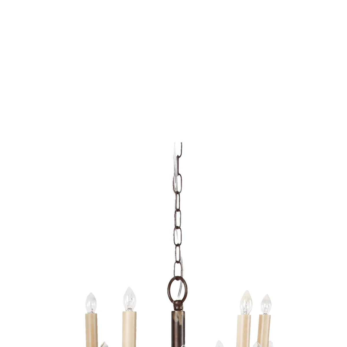 Benzara BM187943 Decorative Metal Chandelier with Multiple Candles, Brown and Cream