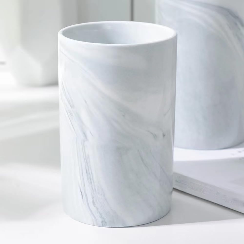 RabyLeo Marble ceramic mug, creative toothbrush holder, simple drinking cup. (Grey)