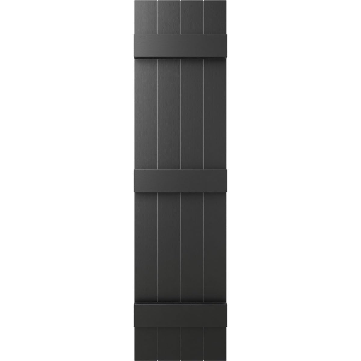 Ekena Millwork Lifetime Vinyl LJ4S14X05900BL Standard Four Board Joined, Board-n-Batten Vinyl Shutters, w/Installation Shutter-Lok's & Matching Screws (Per Pair), 14"W x 59"H, Black