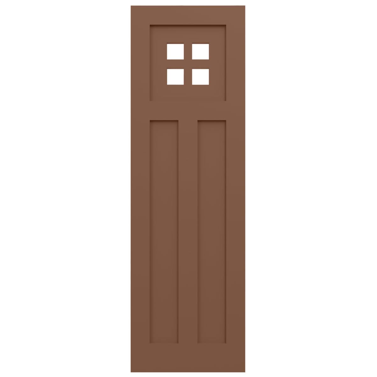 12"W x 39"H True Fit PVC San Antonio Mission Style Fixed Mount Shutters, Burnt Toffee (Per Pair - Hardware Not Included)