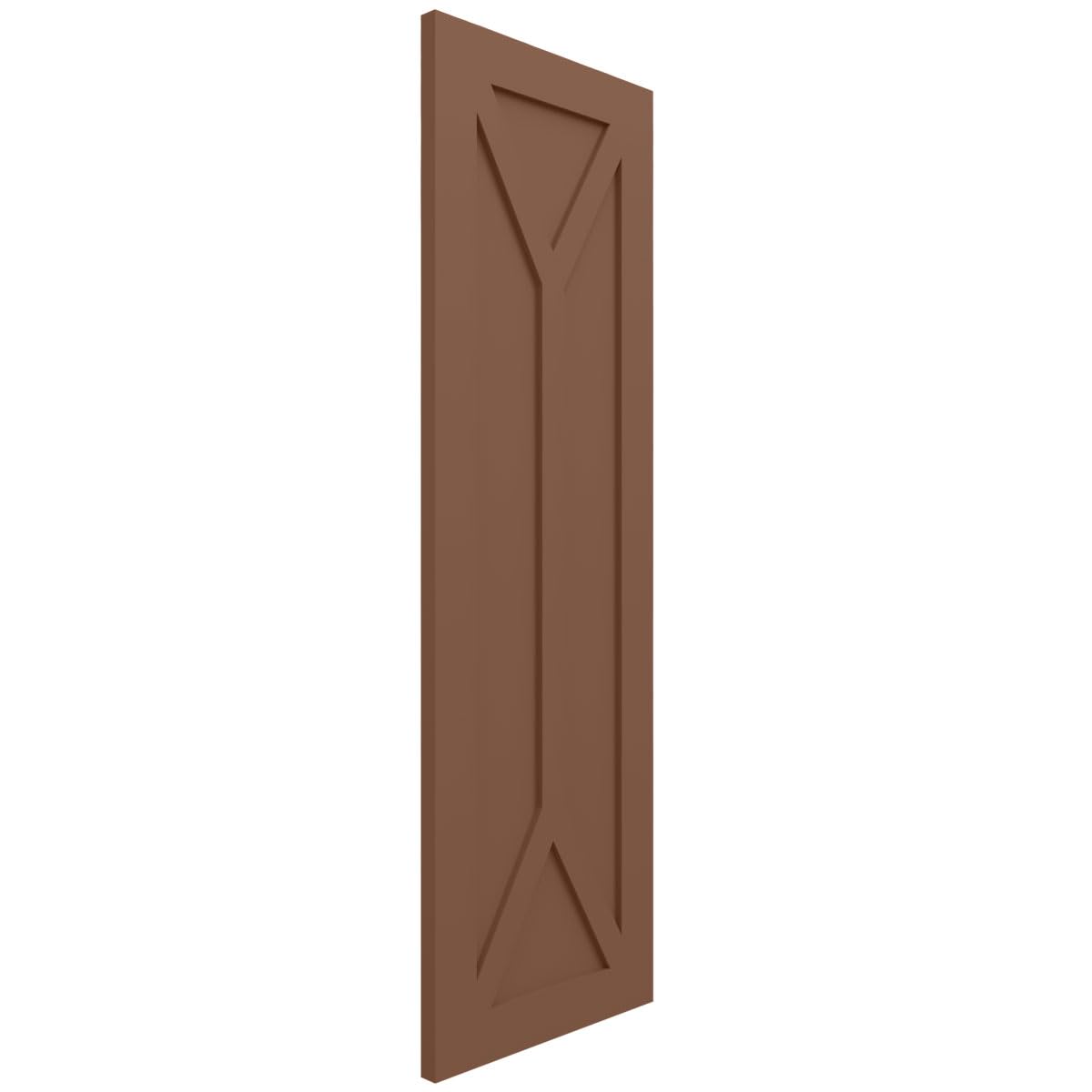 15"W x 75"H True Fit PVC San Carlos Mission Style Fixed Mount Shutters, Burnt Toffee (Per Pair - Hardware Not Included)