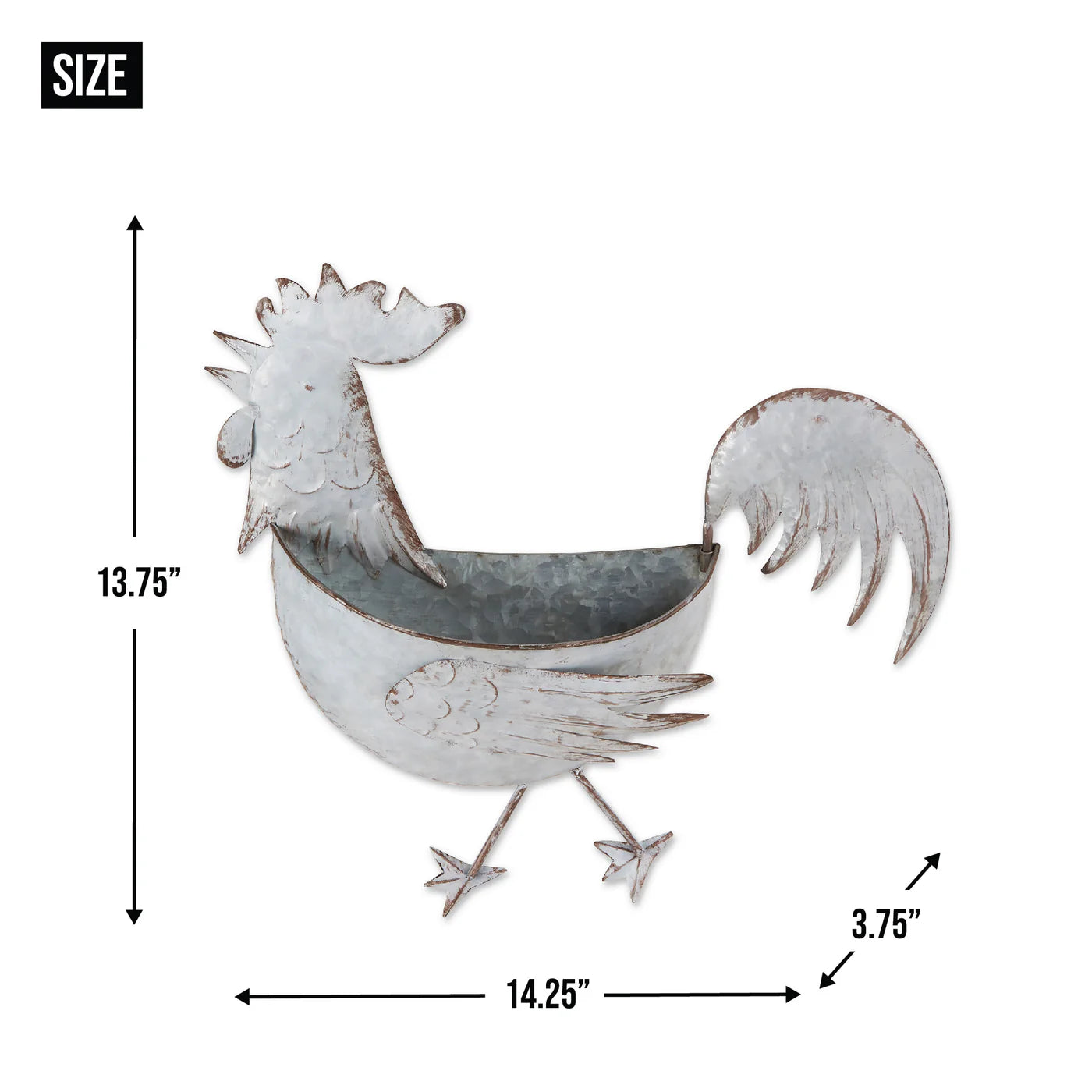 ROOSTER GALVANIZED WALL PLANTER