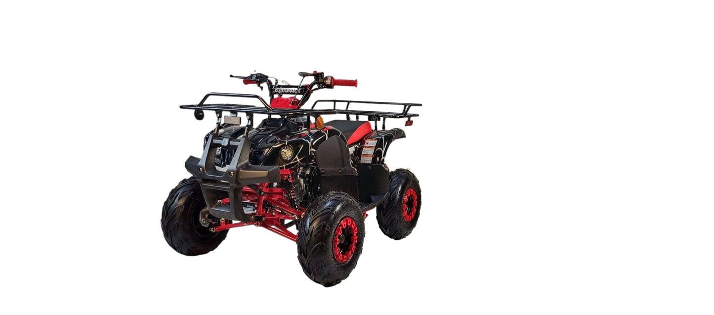 HHH 125cc ATV Quad 125cc ATV with Reverse, LED Lights, Big Wide Tires with Matching Rims 4 Wheeler for Youth and Children (Red Color)