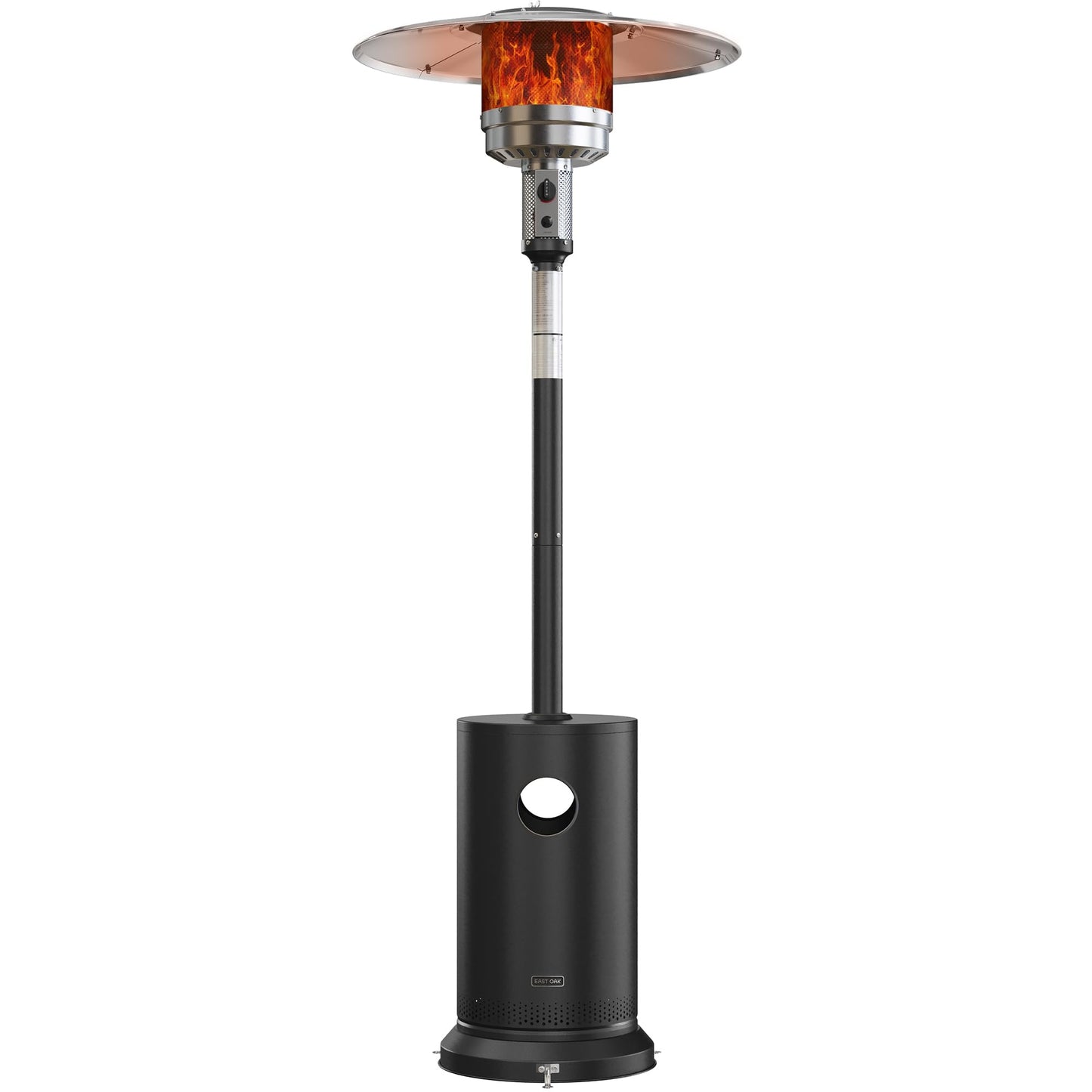 EAST OAK 50,000 BTU Patio Heater for Outdoor Use with Round Table Design, Double-Layer Stainless Steel Burner, Wheels, Triple Protection System, Outdoor Heater for Home and Residential, Black