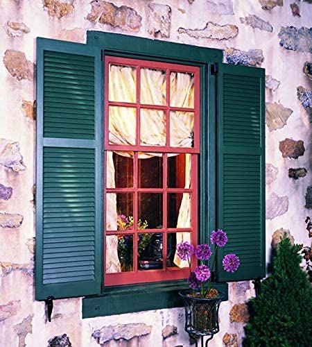 LTL Home Products AM-SHL59 American Wood Exterior Window Louvered Shutters, 15" x 59", Unfinished Pine