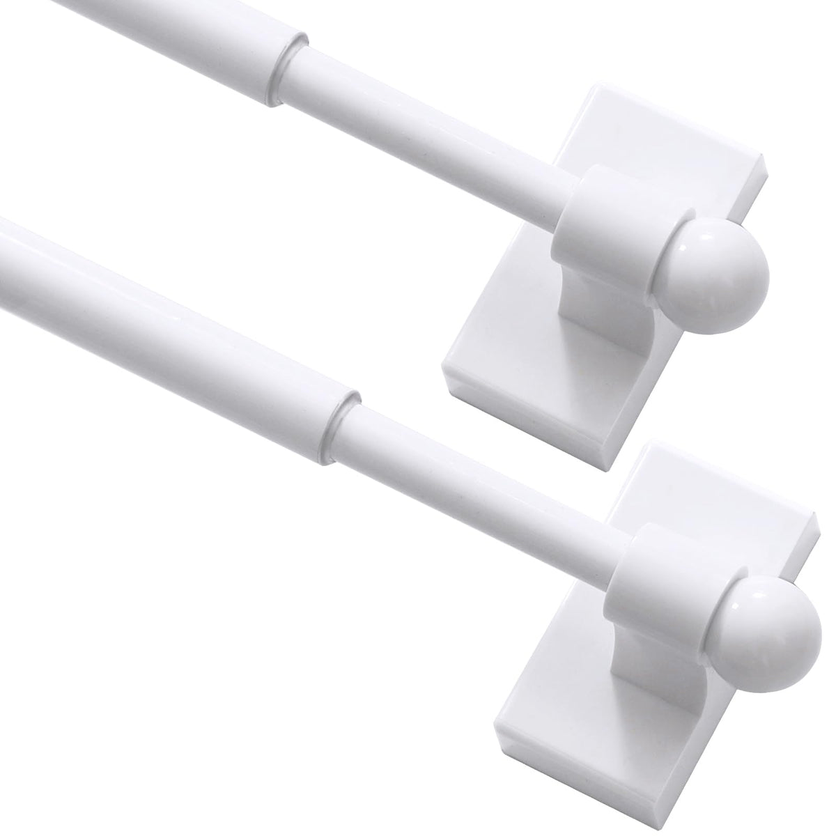 Turquoize 2 Pack Magnetic Curtain Rods for Metal Doors, 9-16", White