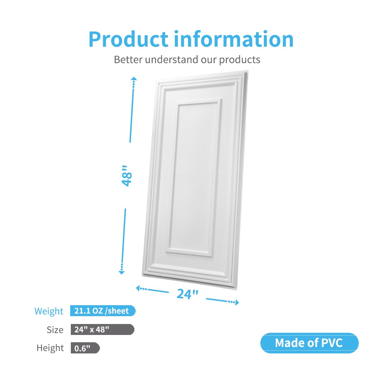 Art3d PVC Ceiling Tiles, 3D Plastic Sheet in White, 2 × 4 ft, 12-Pack