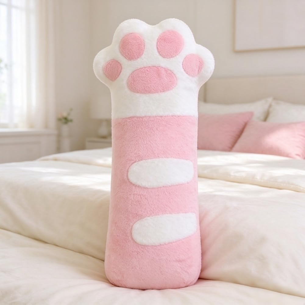 Cat Paw Plush Long Body Pillow, Soft Hugging Pillow 29.5in