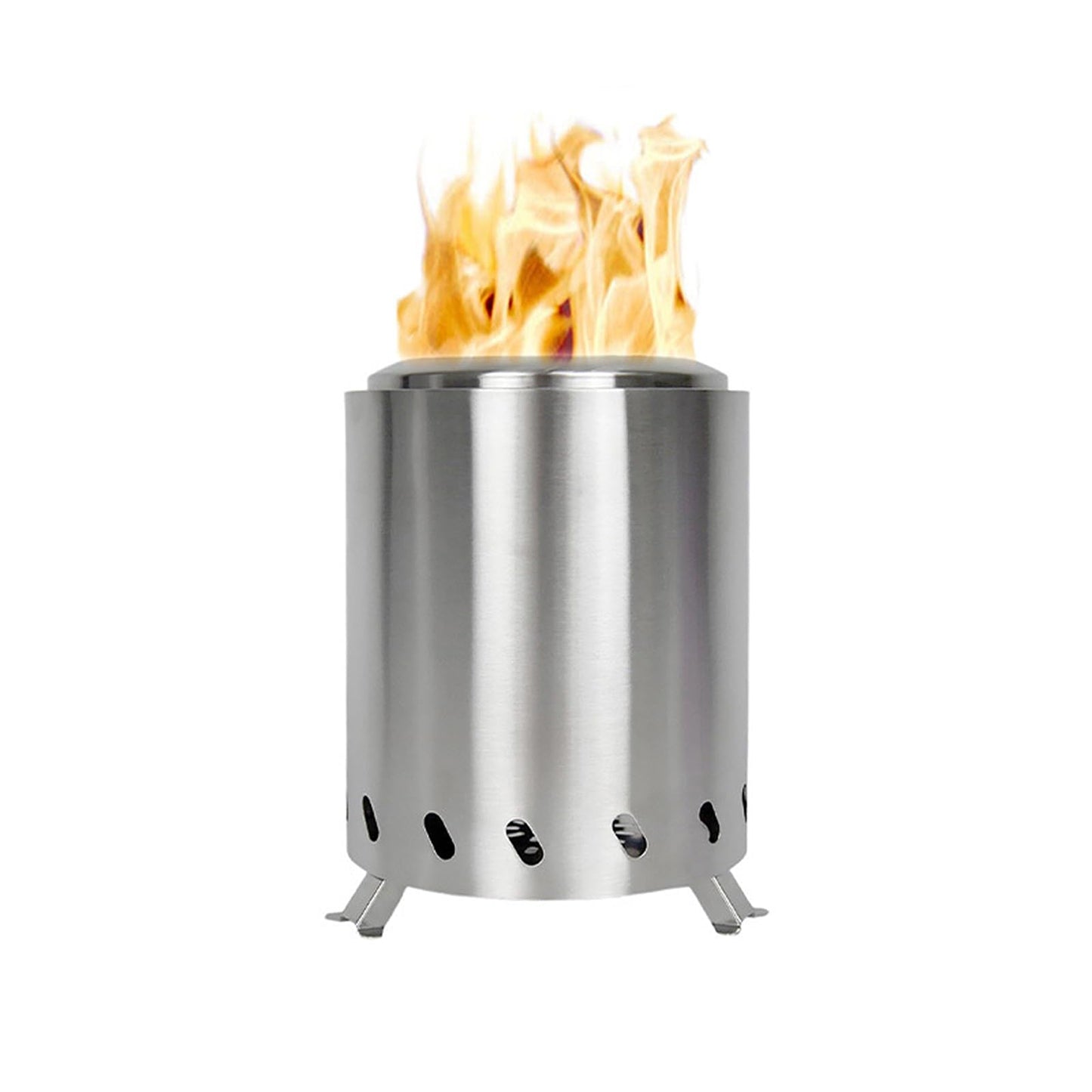 FAHKNS Smokeless Tabletop Fire Pit, 304 Stainless Steel Mini Tabletop Fire Pit for Deck and Outdoor Camping, Removable Ashtray, Dual Fuel Stove, Silicone Mat and Travel Bag, 5.5 * 8IN