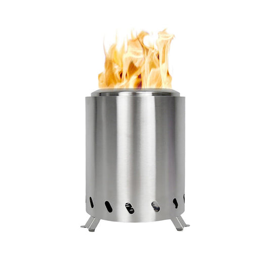 FAHKNS Smokeless Tabletop Fire Pit, 304 Stainless Steel Mini Tabletop Fire Pit for Deck and Outdoor Camping, Removable Ashtray, Dual Fuel Stove, Silicone Mat and Travel Bag, 5.5 * 8IN