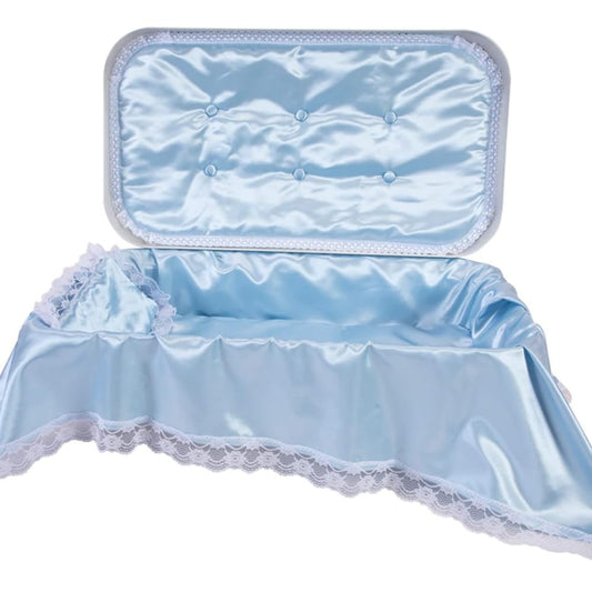 Pet Memory Shop Elegance Series Pet Casket, Safe, Durable & Elegant Memorial Burial Box for Dogs, Cats and Pets, Thoughtful Pet Loss Gift, Ideal for Honoring Your Pet’s Memory (Medium – White/Blue)