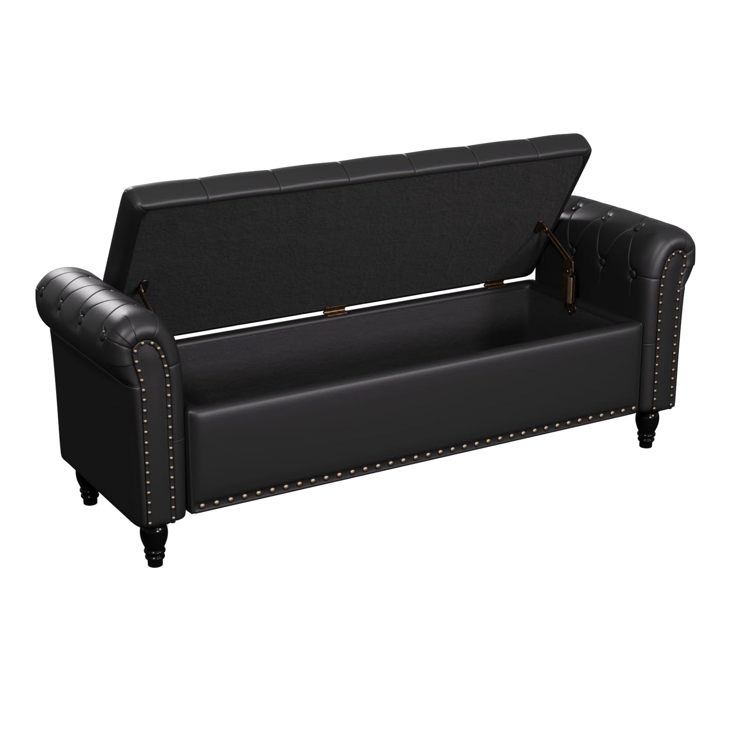 FiveWillowise 65" Bedroom Bench, End of Bed Bench with Storage, Black