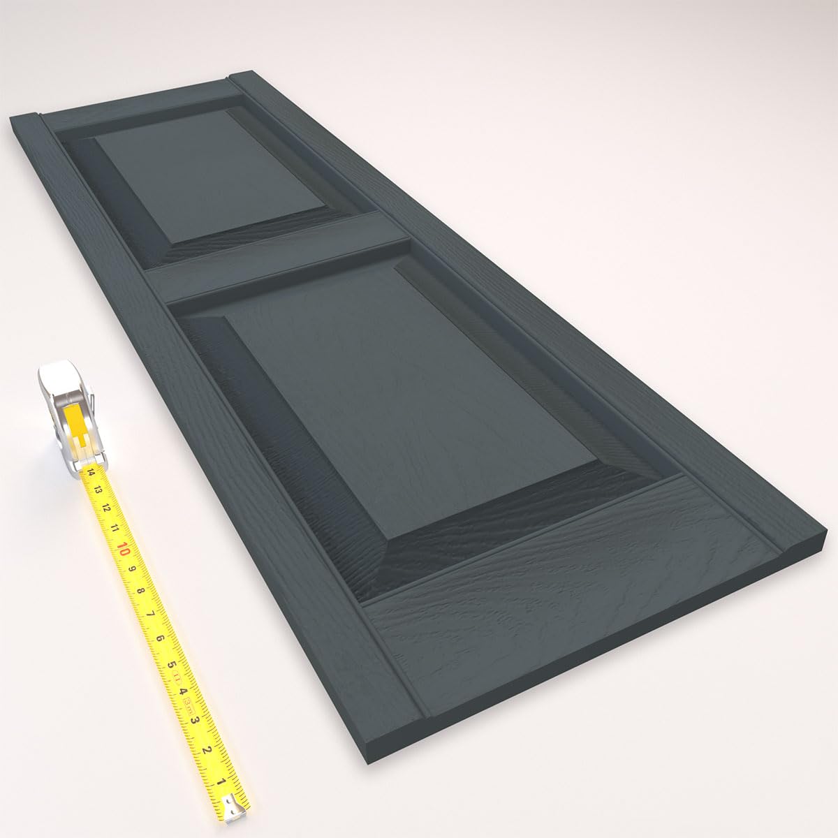 14 3/4"W x 55"H Lifetime Vinyl, Standard Two Equal Panels, Raised Panel Shutters, w/Installation Shutter-Lok's & Matching Screws (Per Pair), Storm Cloud