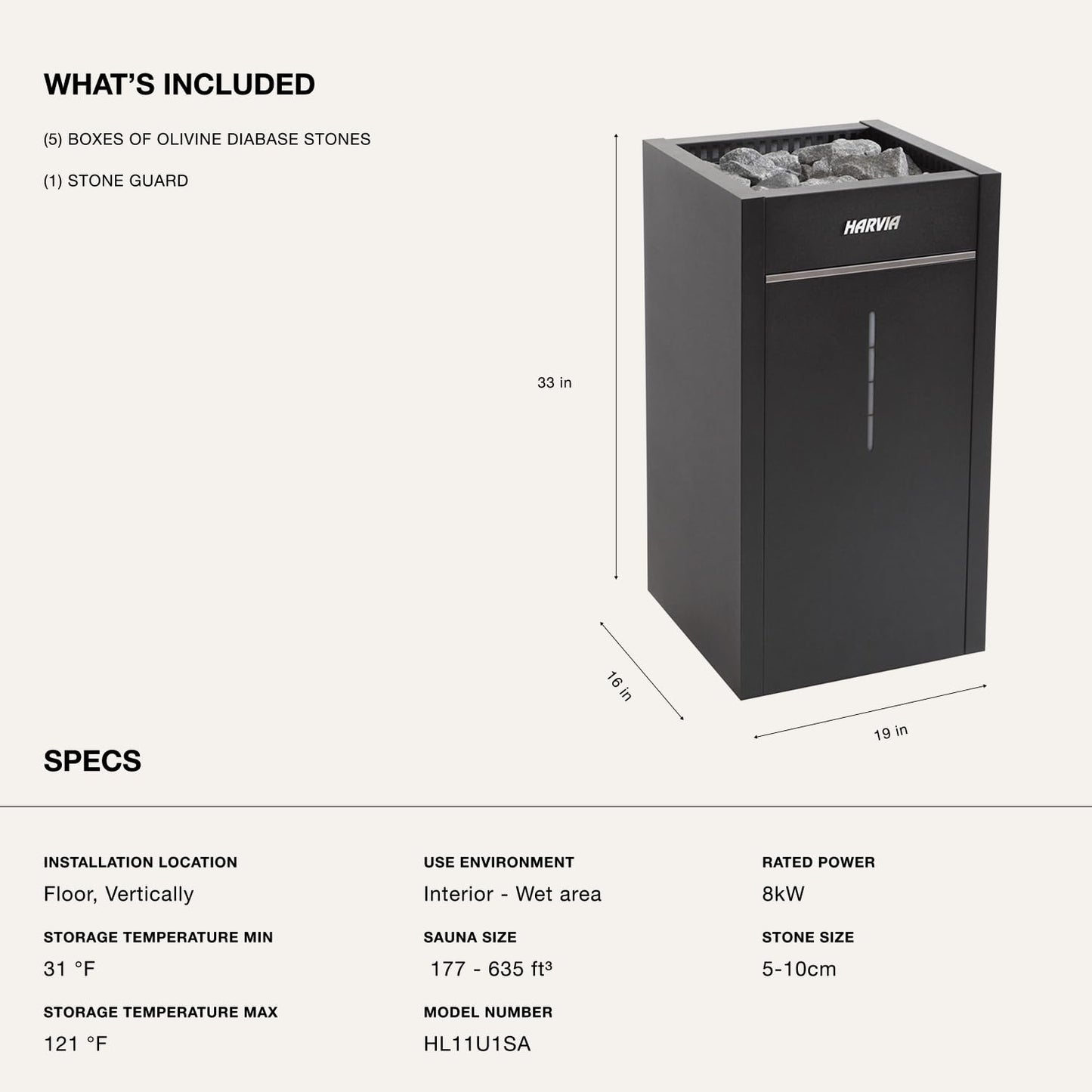 Harvia Virta Combi Sauna Heater, 220v Electric Sauna Heater Stove & Combined Steamer, WiFi Compatible with High Stone Capacity, Abundant Steam & Efficient Air Circulation, Includes Stones (8kW)