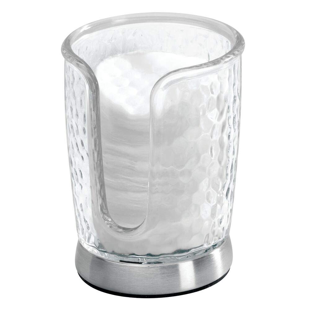 mDesign Plastic/Steel Compact Small Disposable Paper Cup Dispenser Storage Holder for Rinsing Cups on Bathroom Vanity Countertops - Rain Collection - Clear/Brushed
