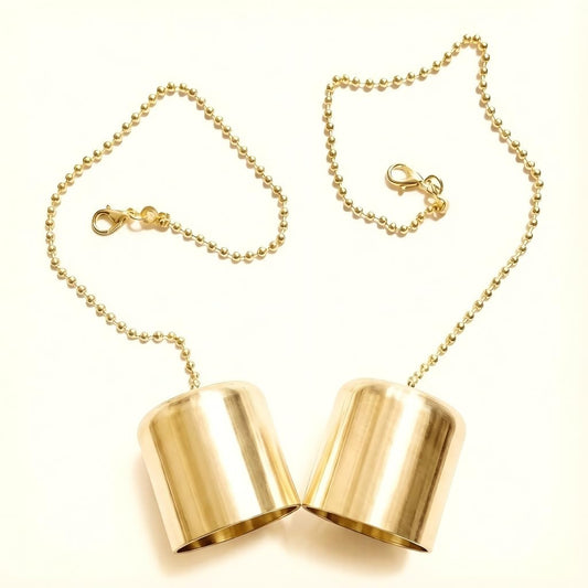 2 Pack Brass Candle Snuffer Caps with Chain, Vintage Tiki Torch Snuffer Decorative Flame Cover, Polished Metal Wick Extinguisher for Candle Lovers, Multi-Use Candle Accessories