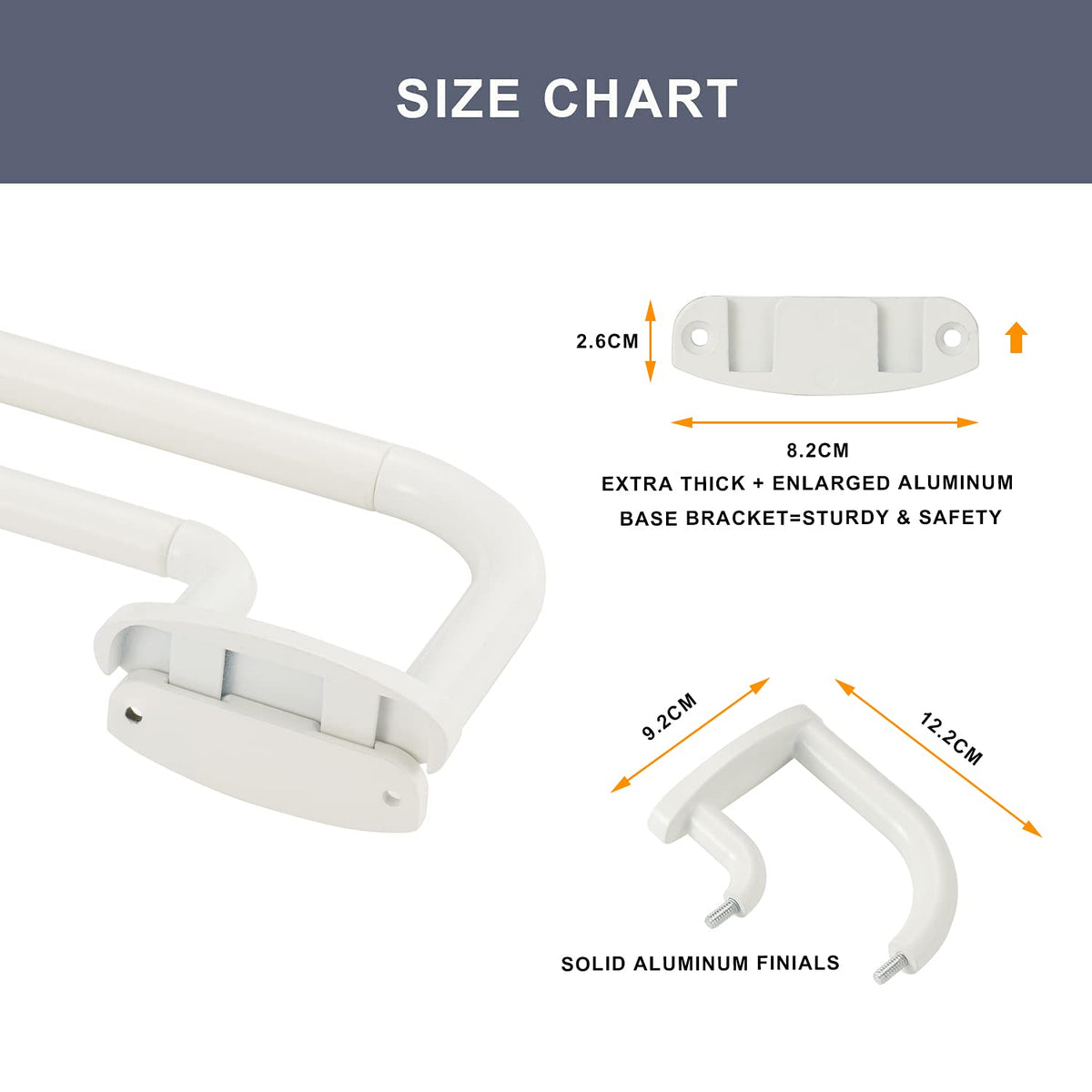 Double Curtain Rods White,Room Darkening Drapery Rod for 28-48 Inches,Adjustable 3/4 Inches Front and 5/8 Inches Back Quality Metal Rod for Window,Wrap Around Design