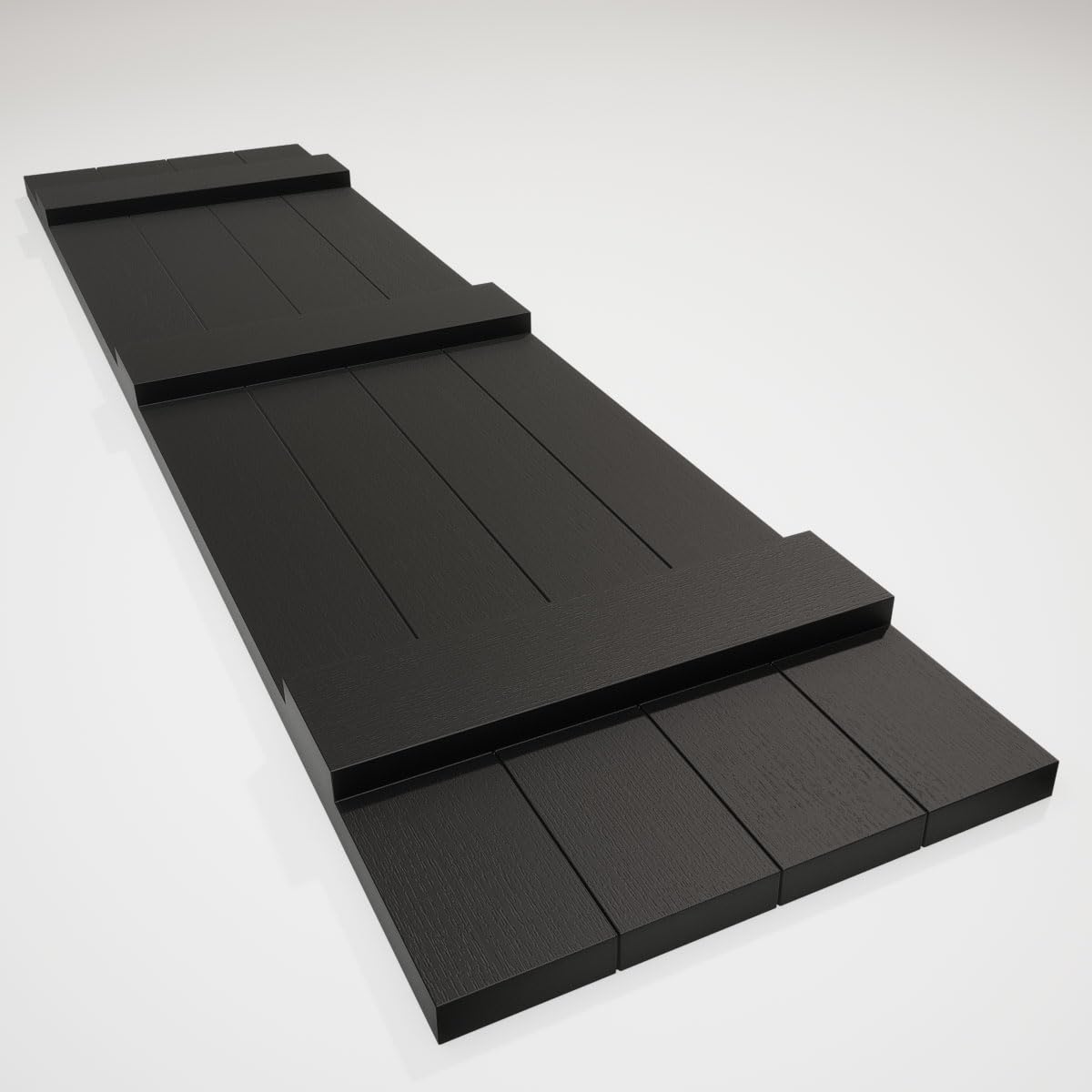 Ekena Millwork Lifetime Vinyl LJ4S14X05900BL Standard Four Board Joined, Board-n-Batten Vinyl Shutters, w/Installation Shutter-Lok's & Matching Screws (Per Pair), 14"W x 59"H, Black