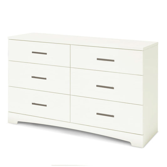 South Shore Gramercy 6-Drawer Double Dresser, Contemporary, Clothing Storage, Six, Bedroom, Pure White