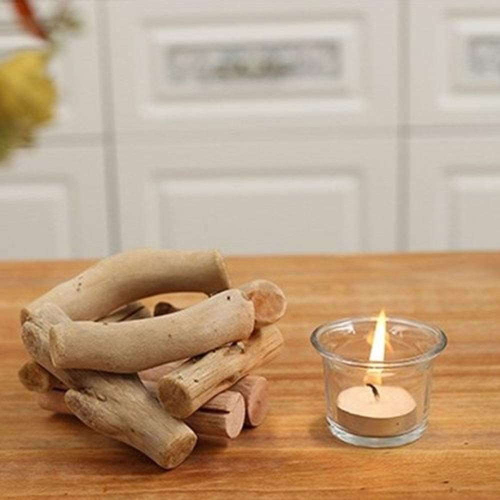 Sziqiqi Wooden Tea Light Candle Holder with Tealight Glass