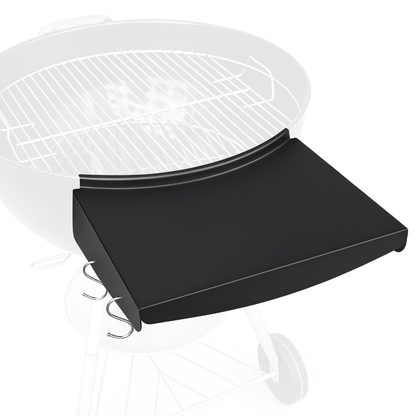 Uniflasy Side Table Shelf for Weber 22” Kettle Grills - Master Touch, Premium, Original Charcoal Grill Accessories, Black Steel with Hooks
