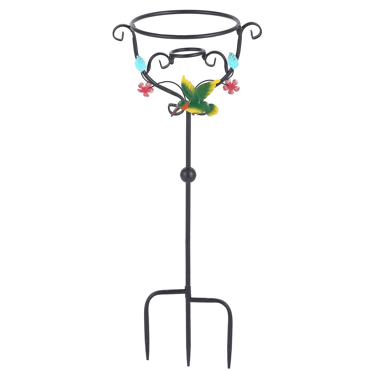 Hummingbird Gazing Globe Stand - 31.1" Metal Display with 3 Prongs Base for 10" Black Glass Balls - Outdoor Garden Yard Courtyard Lawn