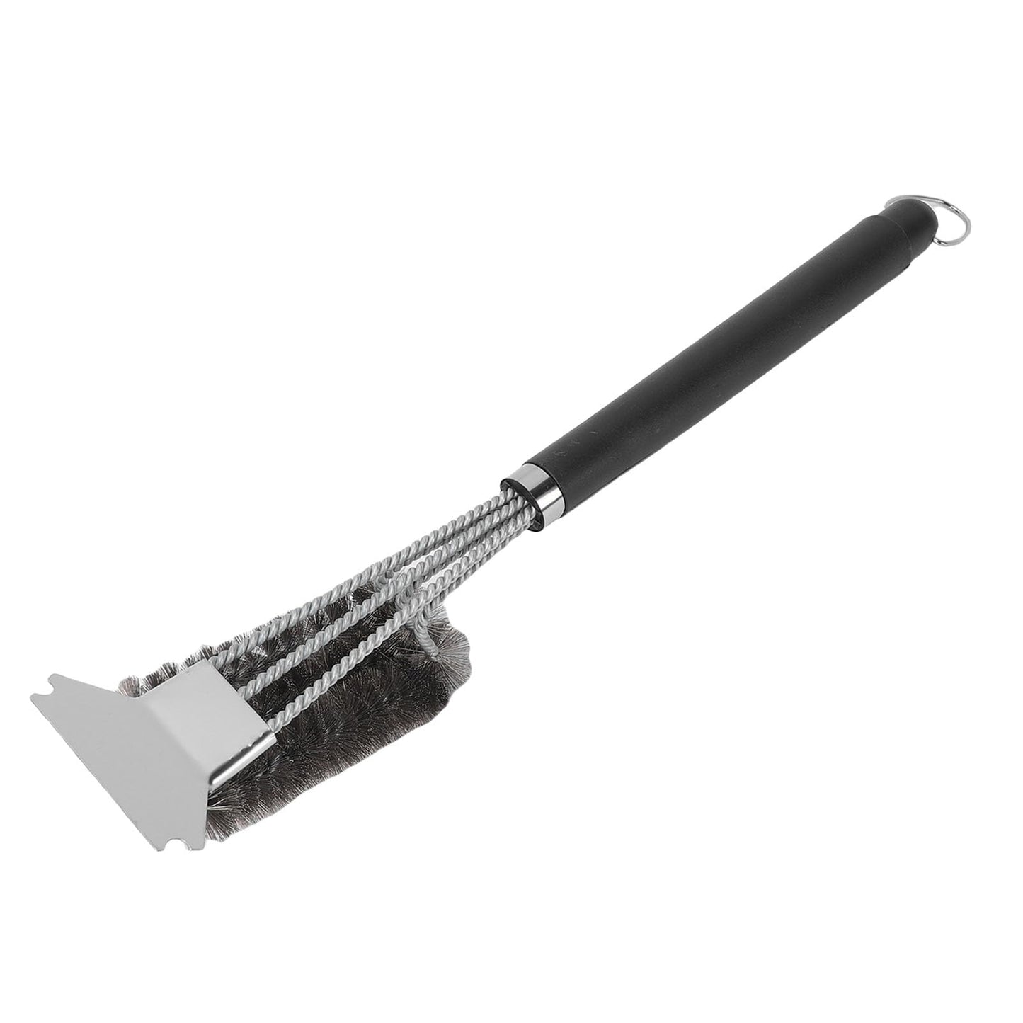 MAVIS LAVEN Grill Brush and Scraper, Stainless Steel BBQ Grill Cleaner with Ergonomic PP Handle, 360 Degree Wrap Around Design, Scraper Plus Brush for Gas Charcoal Smoker Users (Silver)