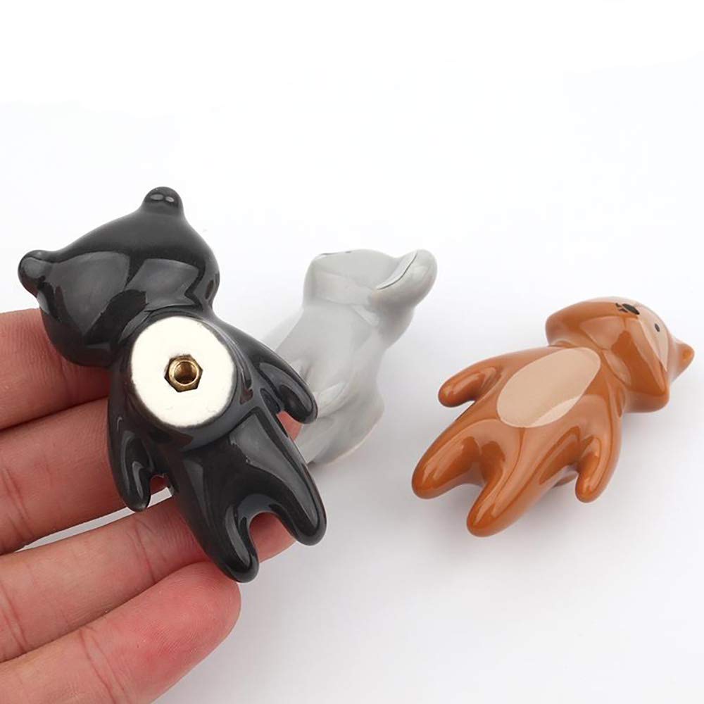 YOUYOUULU 5Pcs Cute Animal Knobs Kids Handles Ceramic Knobs Children's Room Door Nursery Cupboard knobs Lovely Cabinet pulls Drawer knob for Kids, with Screws