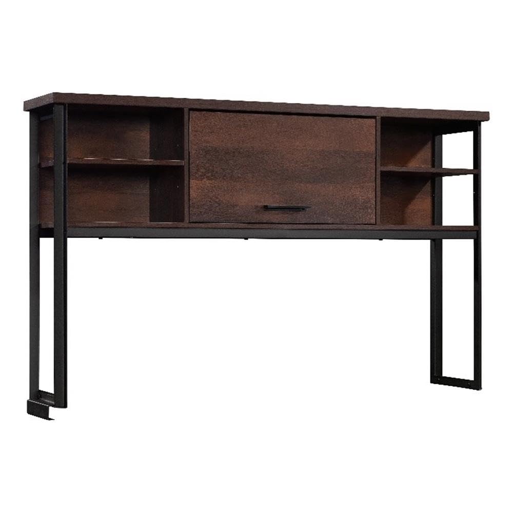 UrbanPro Engineered Wood and Metal Hutch, Barrel Oak Finish, 60 in Wide with Adjustable Shelves, Barrister-Style Door, Powder-Coated Frame, Durable Office or Home Storage