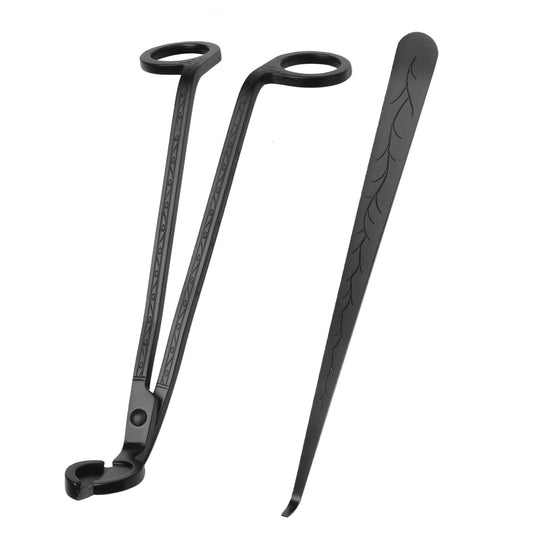 SUMAJUCandle Wick Trimmer and Dipper Set, Stainless Steel, Black