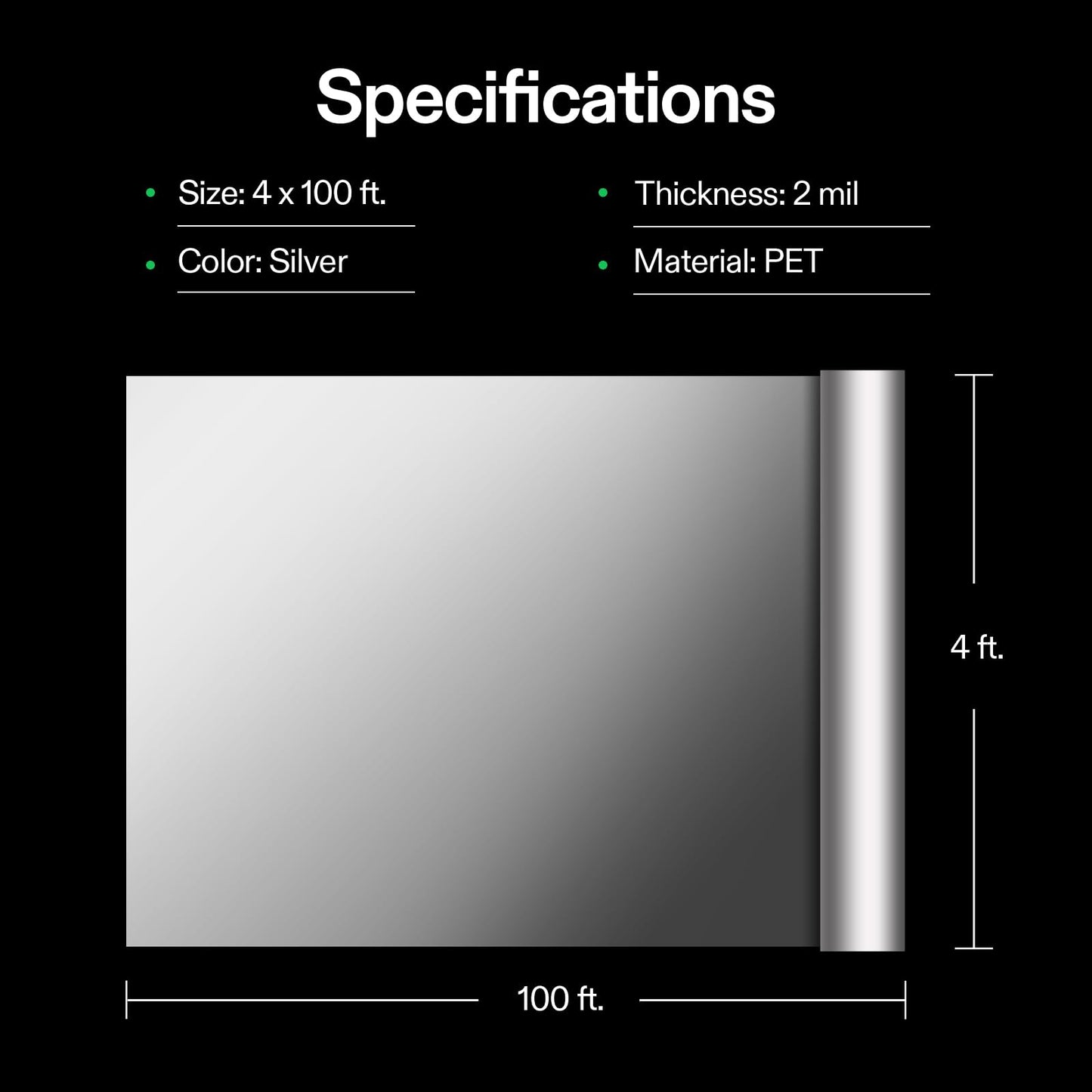 VIVOSUN Highly Reflective Mylar Film Roll 4FT x 100FT for Outdoor Grow Room Indoor Decoration Aluminum Paint Coated 2 Mil Silver