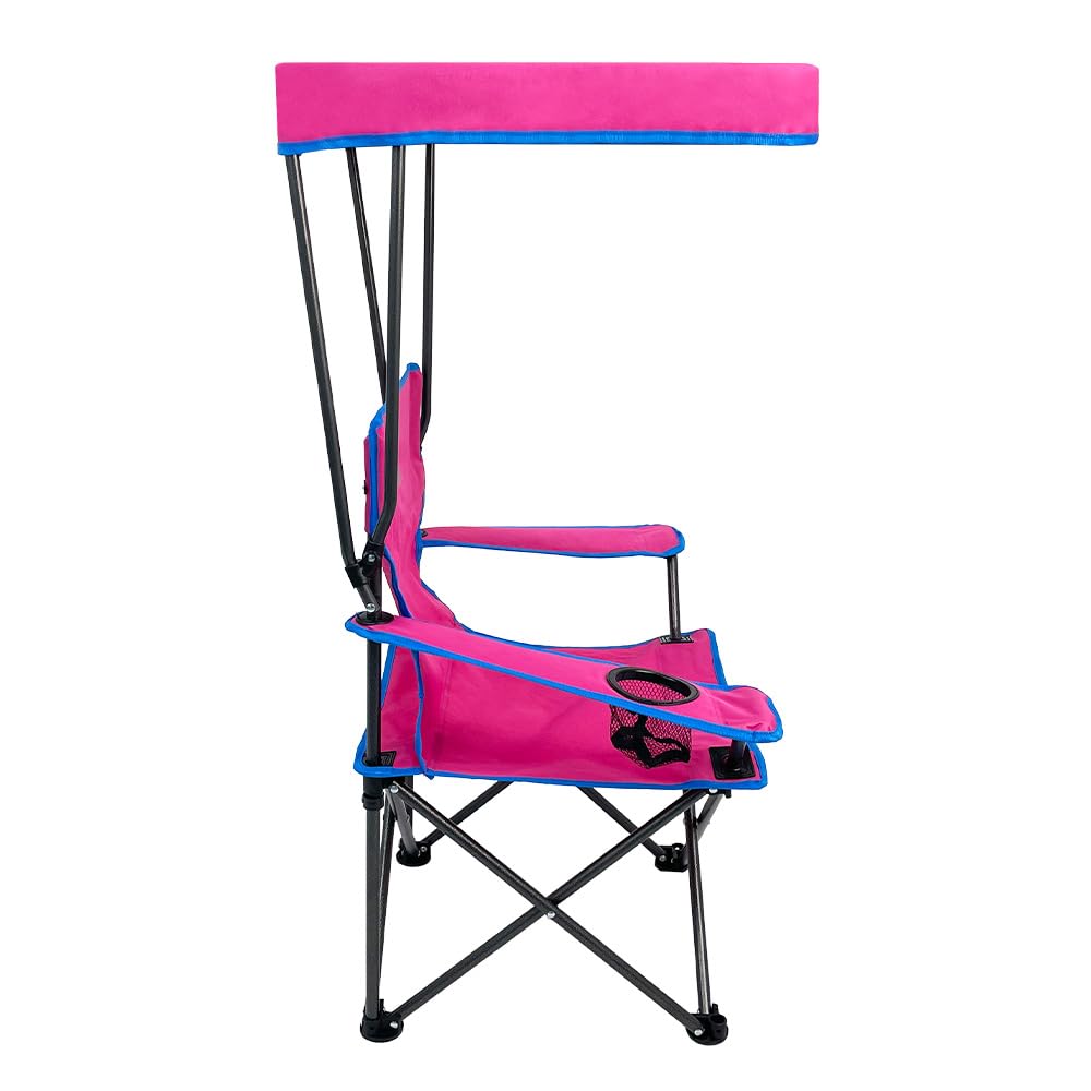 Venture Forward Youth Outdoor Canopy Chair with Adjustable Shade, Folding Kids Camping Chair with Cup Holder and Carry Bag, Portable Beach, Sports and Backyard Seating