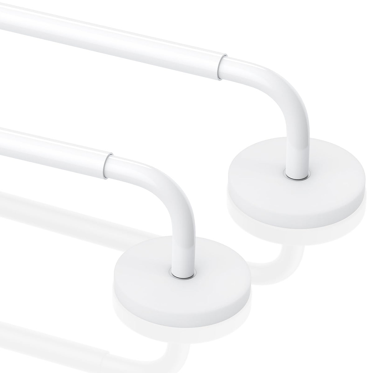 Rodzwin 2 Pack Magnetic Curtain Rods for Metal Door, Adjustable 18 to 30 Inch Curtain Rod, 3/8" Diameter Magnet Rods No Drilling for French Doors Window Cafe(White, 2Pack)