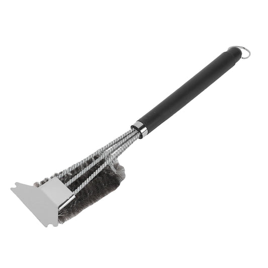 MAVIS LAVEN Grill Brush and Scraper, Stainless Steel BBQ Grill Cleaner with Ergonomic PP Handle, 360 Degree Wrap Around Design, Scraper Plus Brush for Gas Charcoal Smoker Users (Silver)
