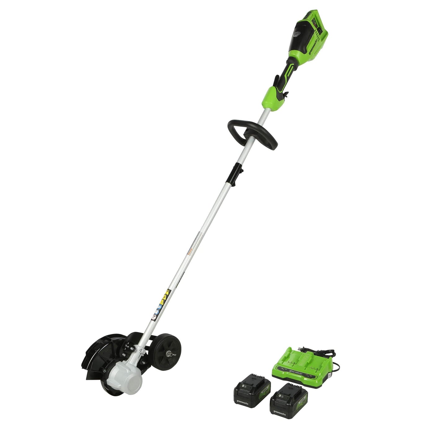 Greenworks 48V (24V x 2) 8-Inch Brushless Cordless Edger, (2) 4Ah Batteries & 4A Dual Port Fast Charger for Sidewalk Driveway Lawn Edging