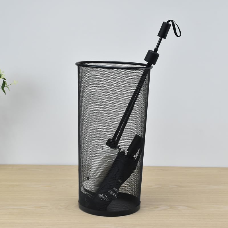 Youeon 2 Pack Large Umbrella Holder, 10.5x20 Inch Metal Mesh Umbrella Stand, Freestanding Bucket for Umbrellas, Canes, Walking Sticks, Wrapping Paper, Entryway, Home, Office, Hotel, Black