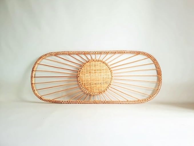 direfly Boho Chic Rattan Headboard – Handwoven Wicker & Reclaimed Wood Frame – Queen/King/Full/Double Size Natural Bed Headboard