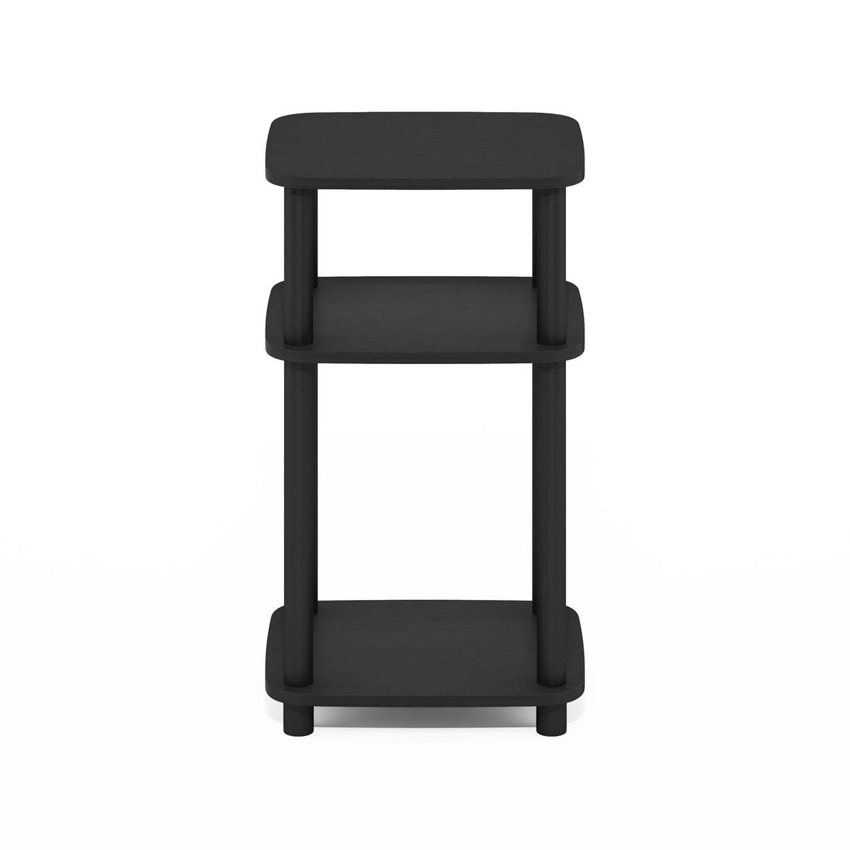 Furinno JUST 3-Tier Telephone Table, Turn-N-Tube Toolless Side Table with Open Shelf, Round Curve Corner Night Stand, Bedside Table, for Living Room, Bedroom, Americano